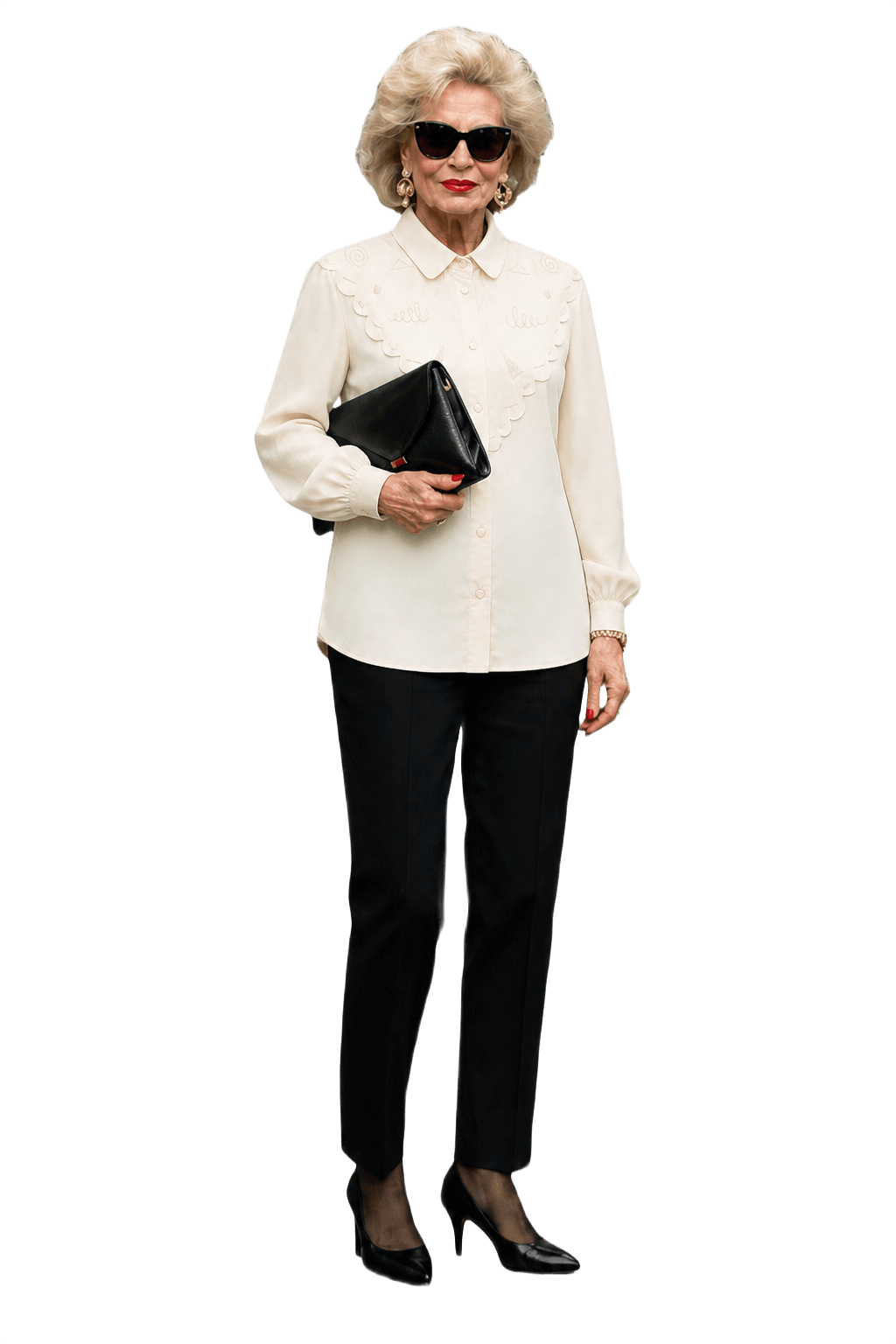 1980s Cream Silk Blouse - Model