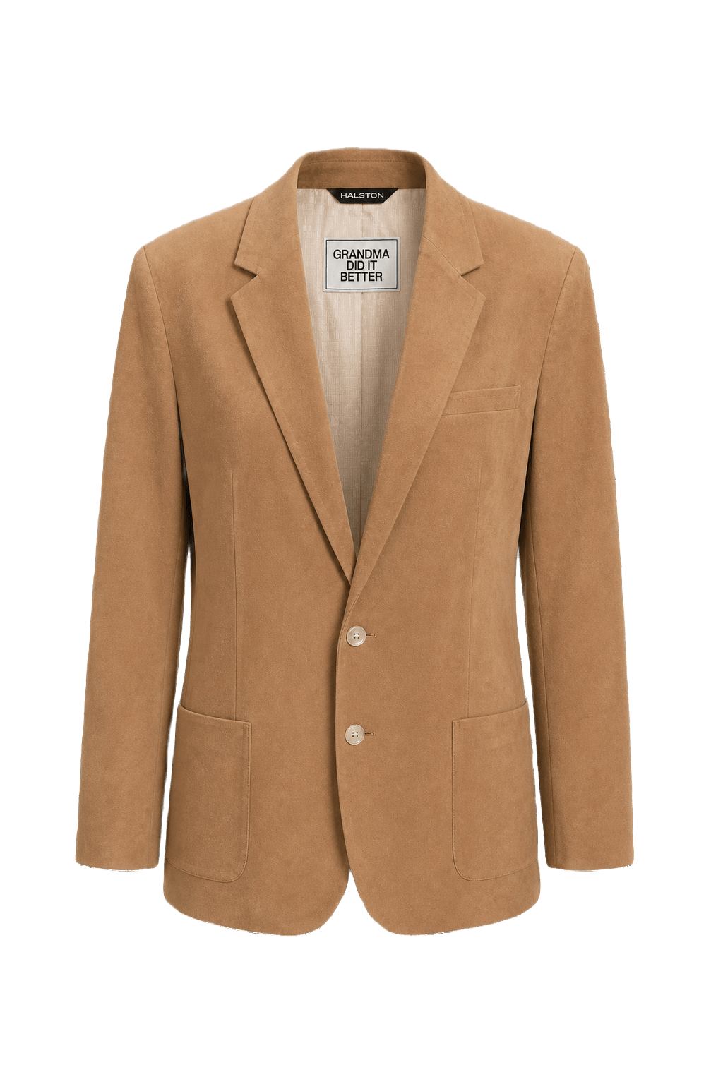 1980s Light Brown Suede Blazer - Front View