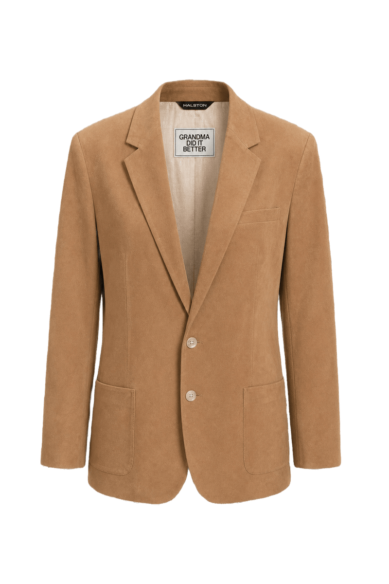 1980s Light Brown Suede Blazer - Front View