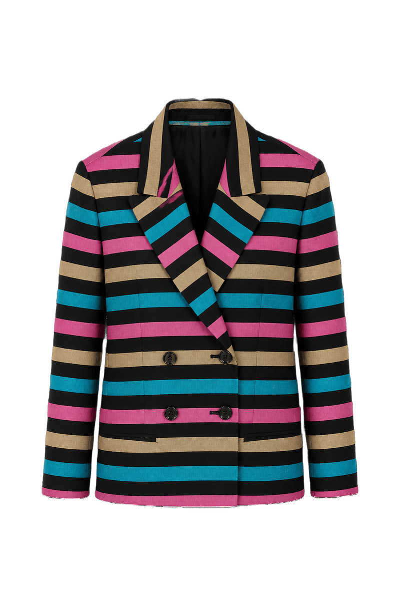 1980s Multicolor Wool Blend Blazer - Front View