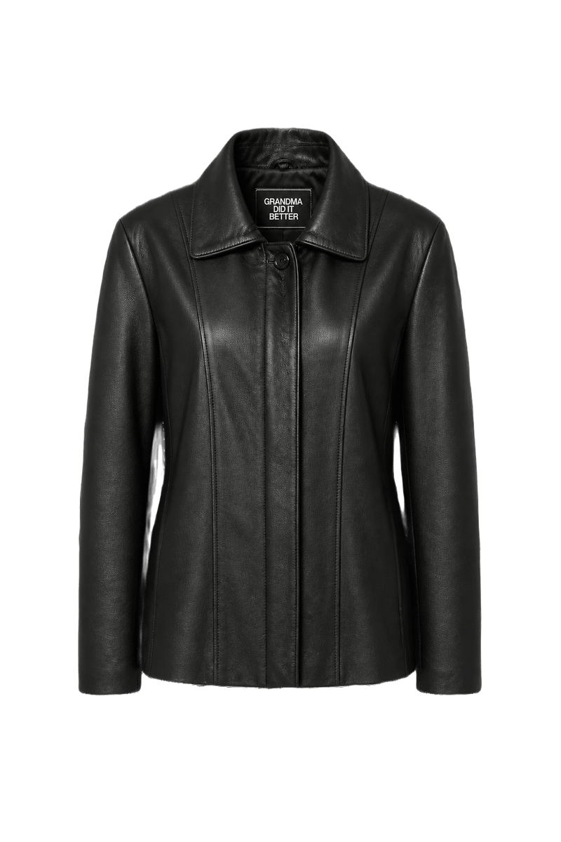 1990s Black Leather Women's Leather Jacket - Front View