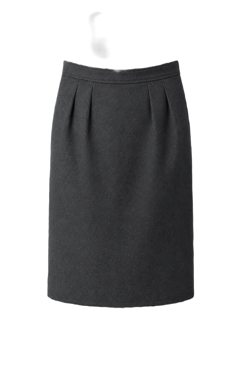 1970s Charcoal Grey Wool Blend Skirt - Front View