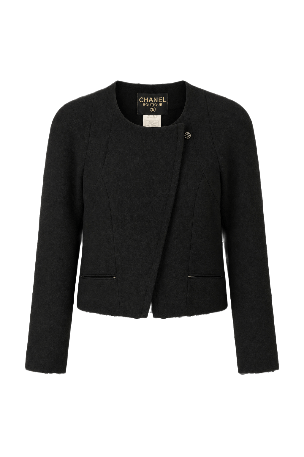 1990s Black Wool Blend Blazer - Front View