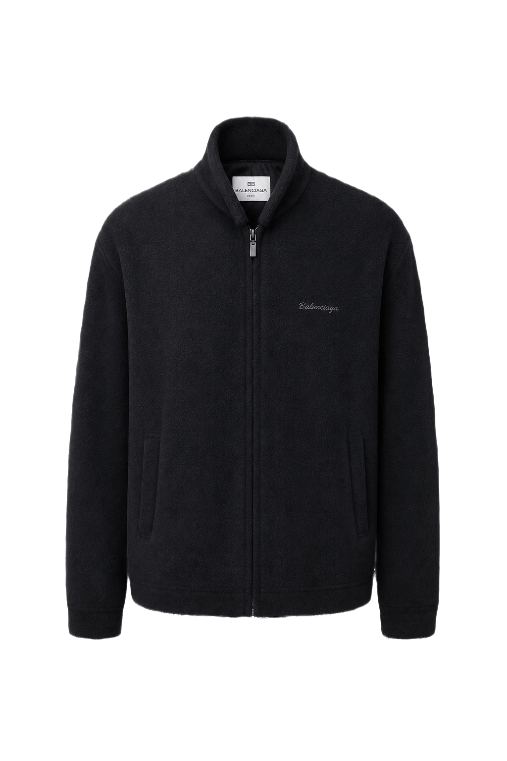 1990s Black Fleece Jacket - Front View