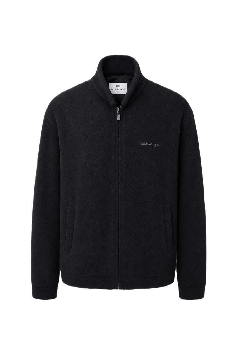 1990s Black Fleece Jacket - Front View