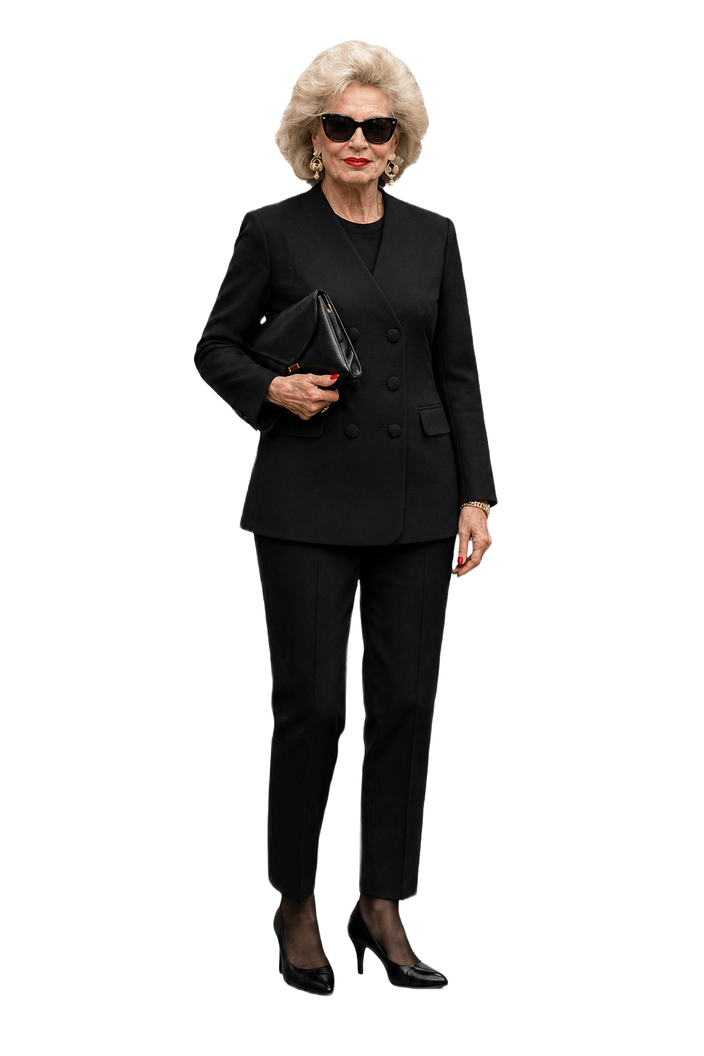 1980s Black Wool Blend Blazer - Model