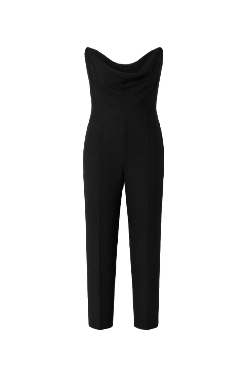 1960s Black Wool Blend Trousers - Front View