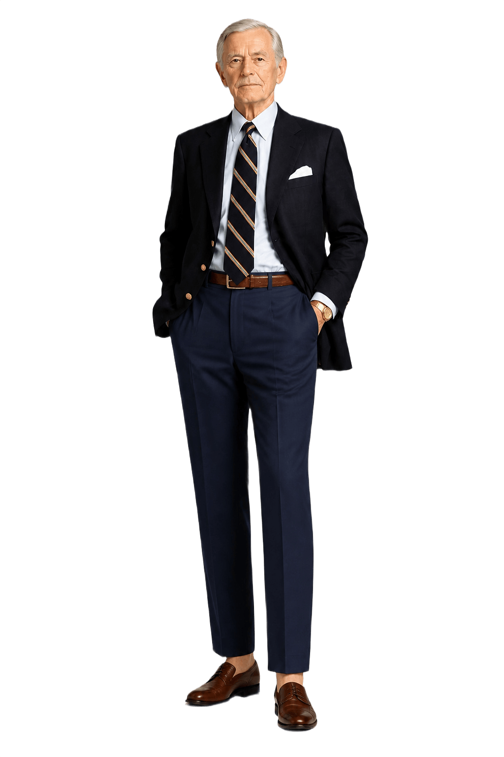 1960s Navy Blue Wool Blend Pants - Model