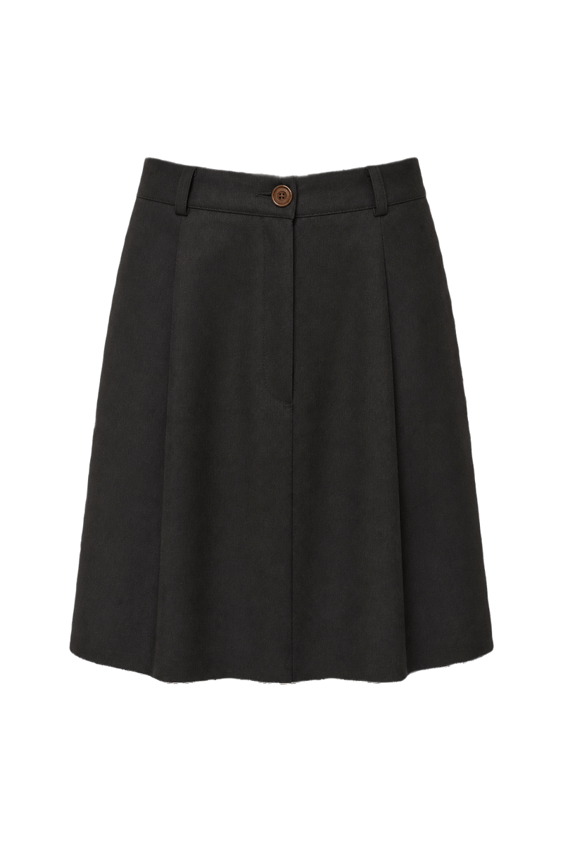 1970s Dark Brown Wool Blend Skirt - Front View