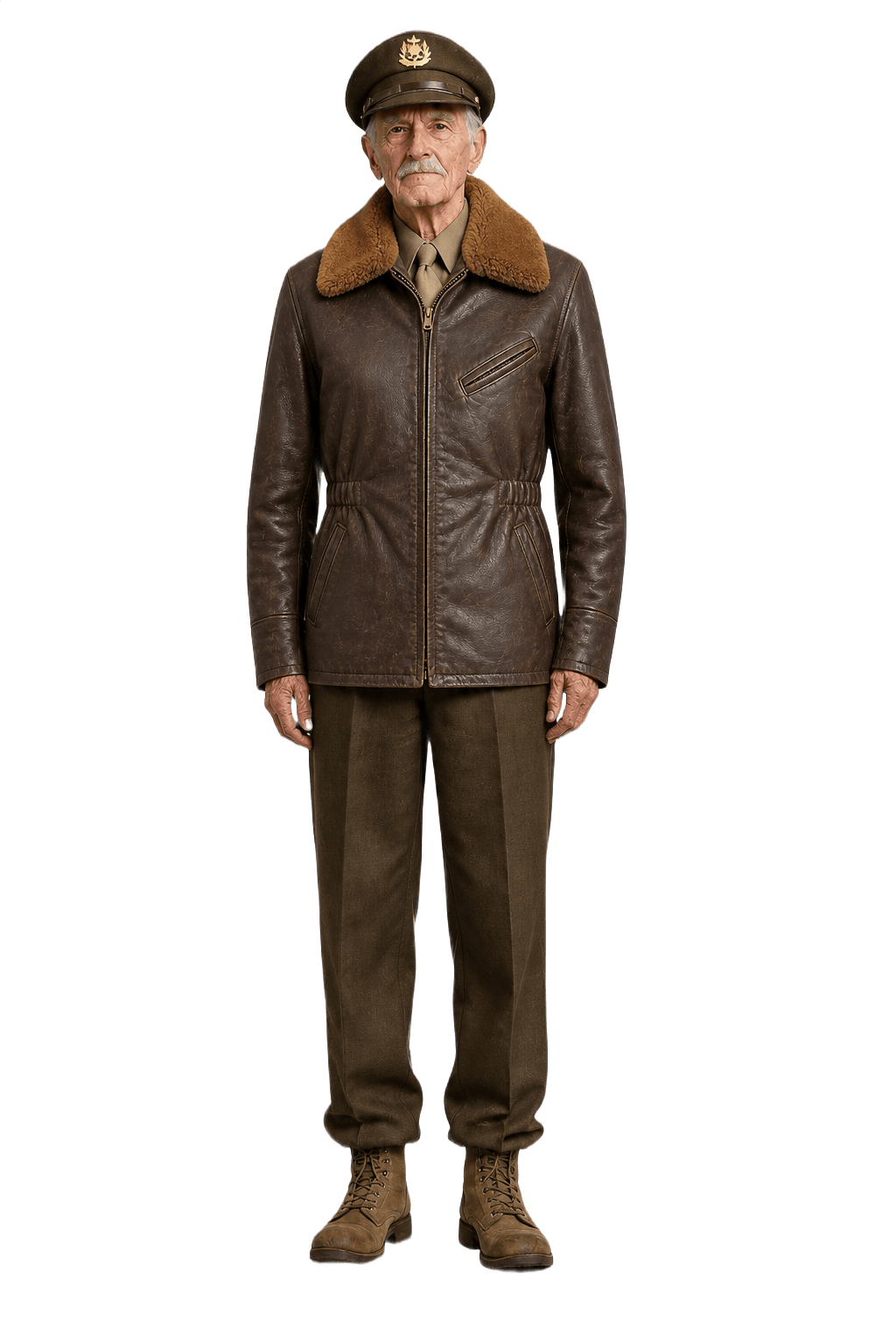 1940s Brown Leather Jacket - Model