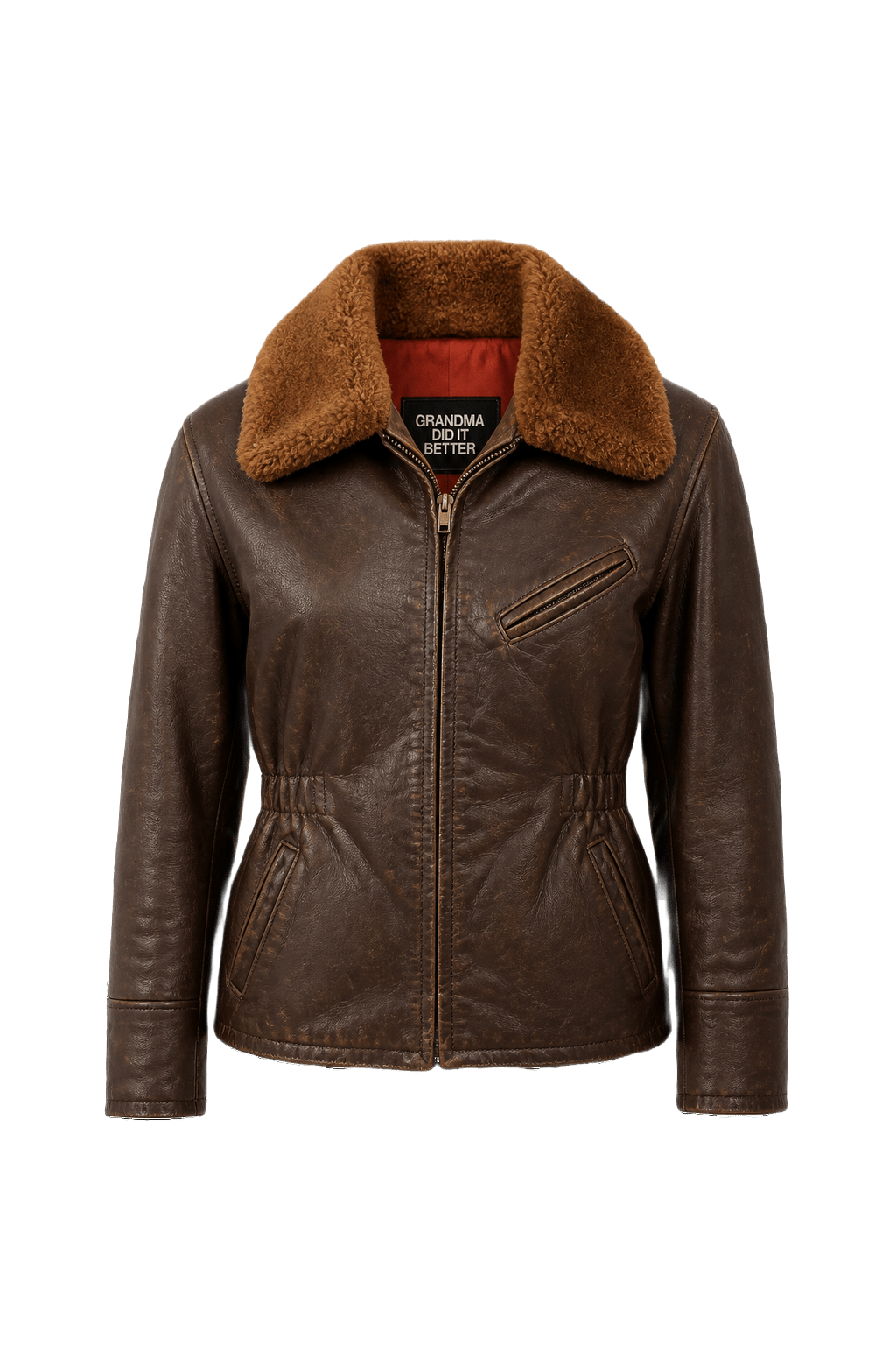 1940s Brown Leather Jacket - Front View