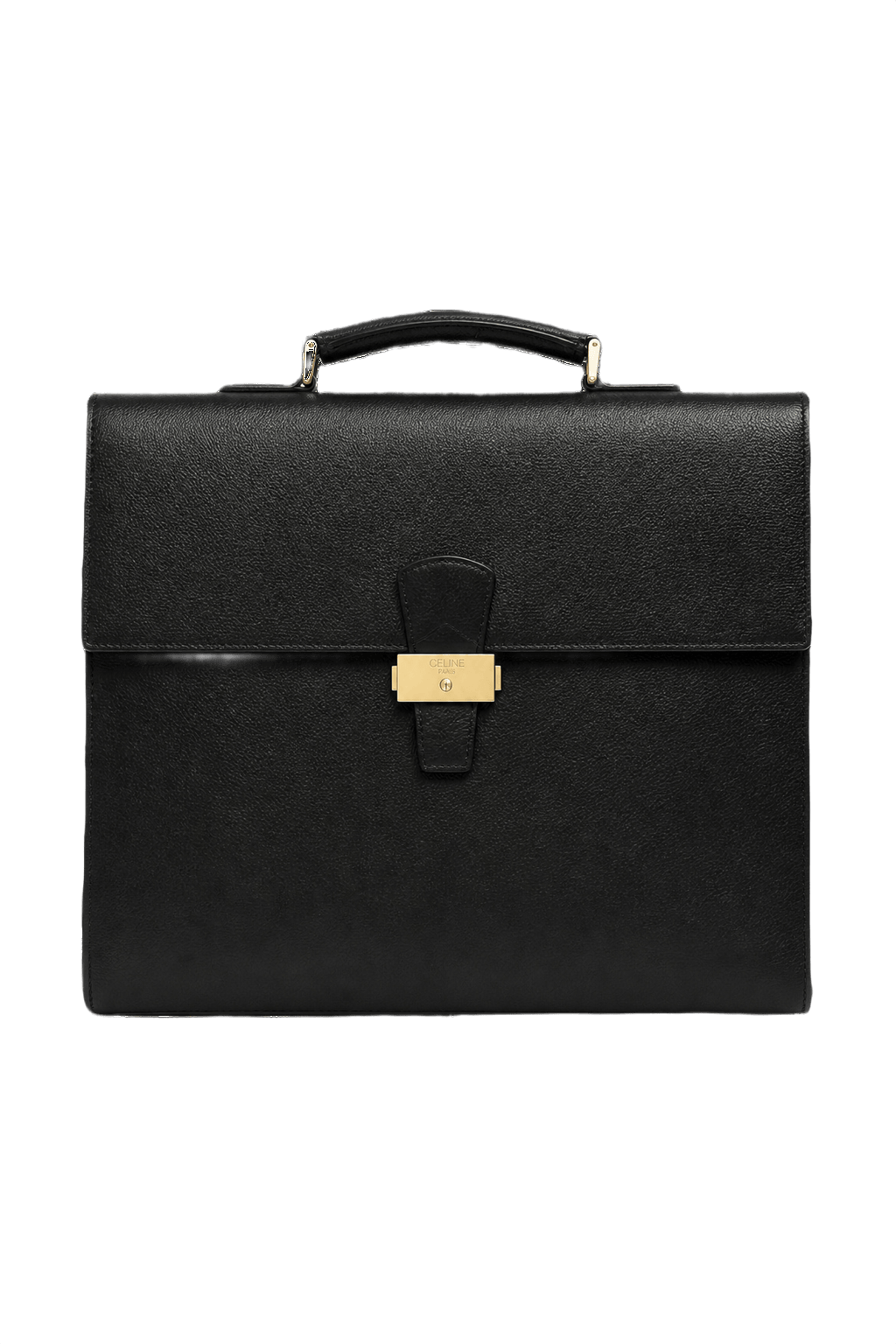 1980s Black Leather Briefcase - Front View