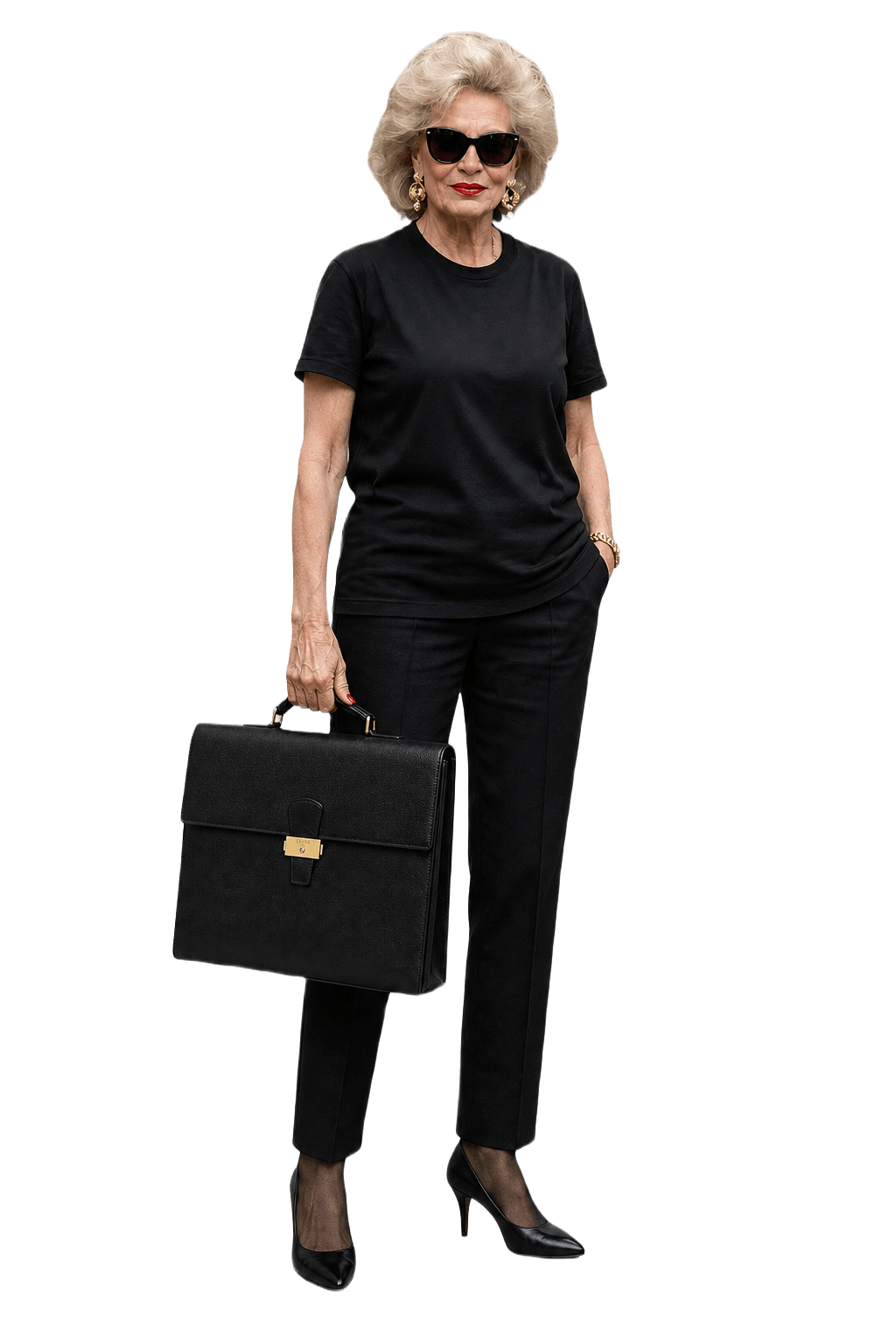 1980s Black Leather Briefcase - Model