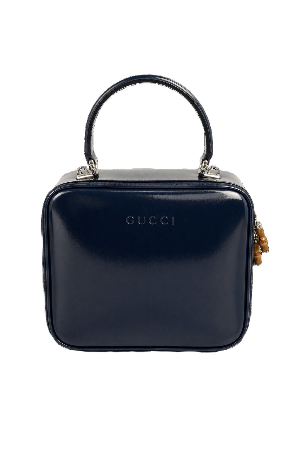 1980s Navy Blue Leather Bag - Front View