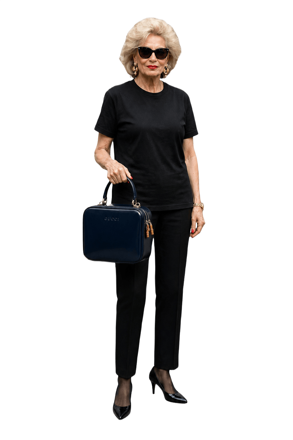 1980s Navy Blue Leather Bag - Model