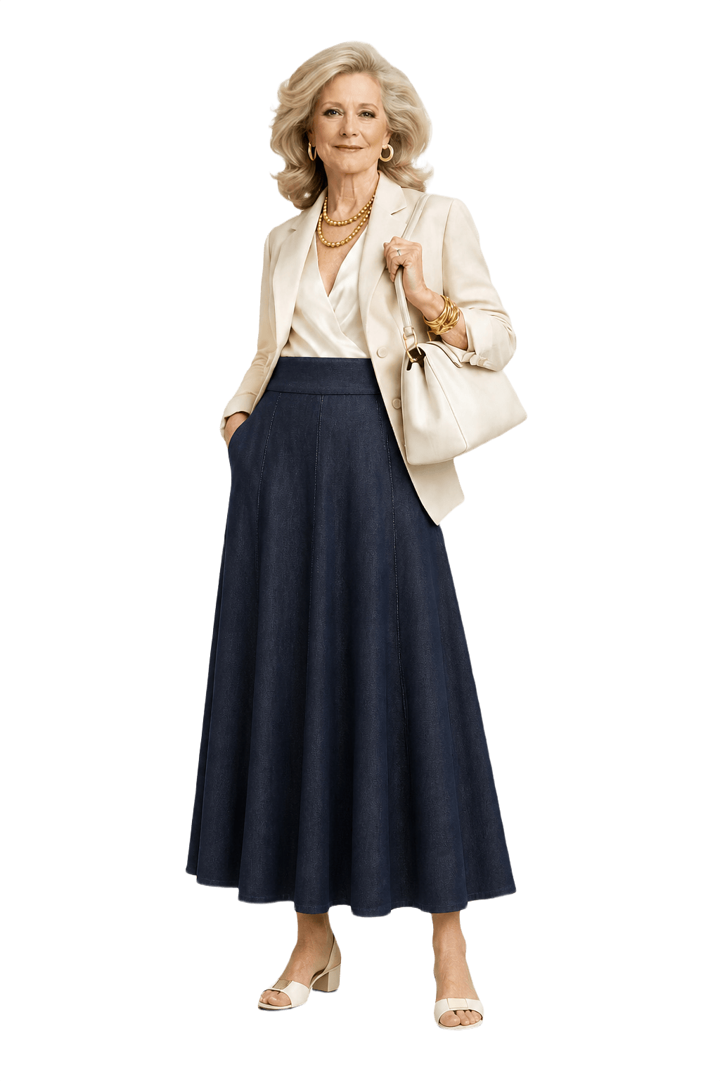 1970s Dark Blue Denim Skirt - Model