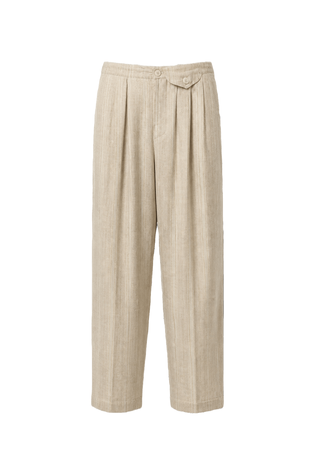1980s Cream Linen Trousers - Front View
