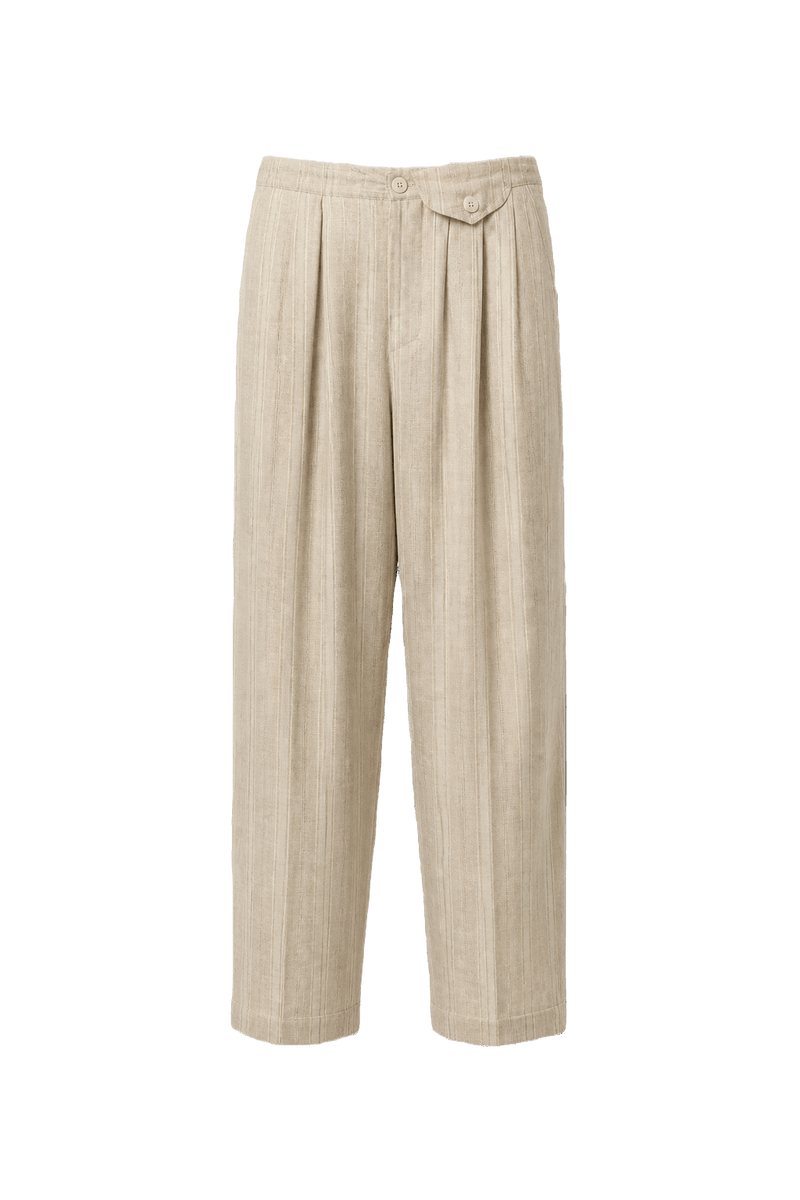 1980s Cream Linen Trousers - Front View