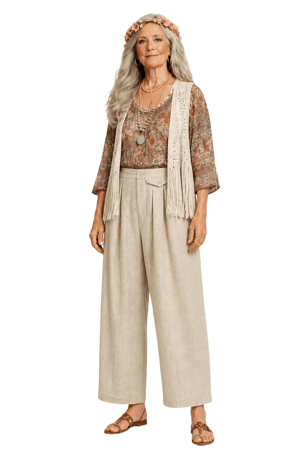 1980s Cream Linen Trousers - Model