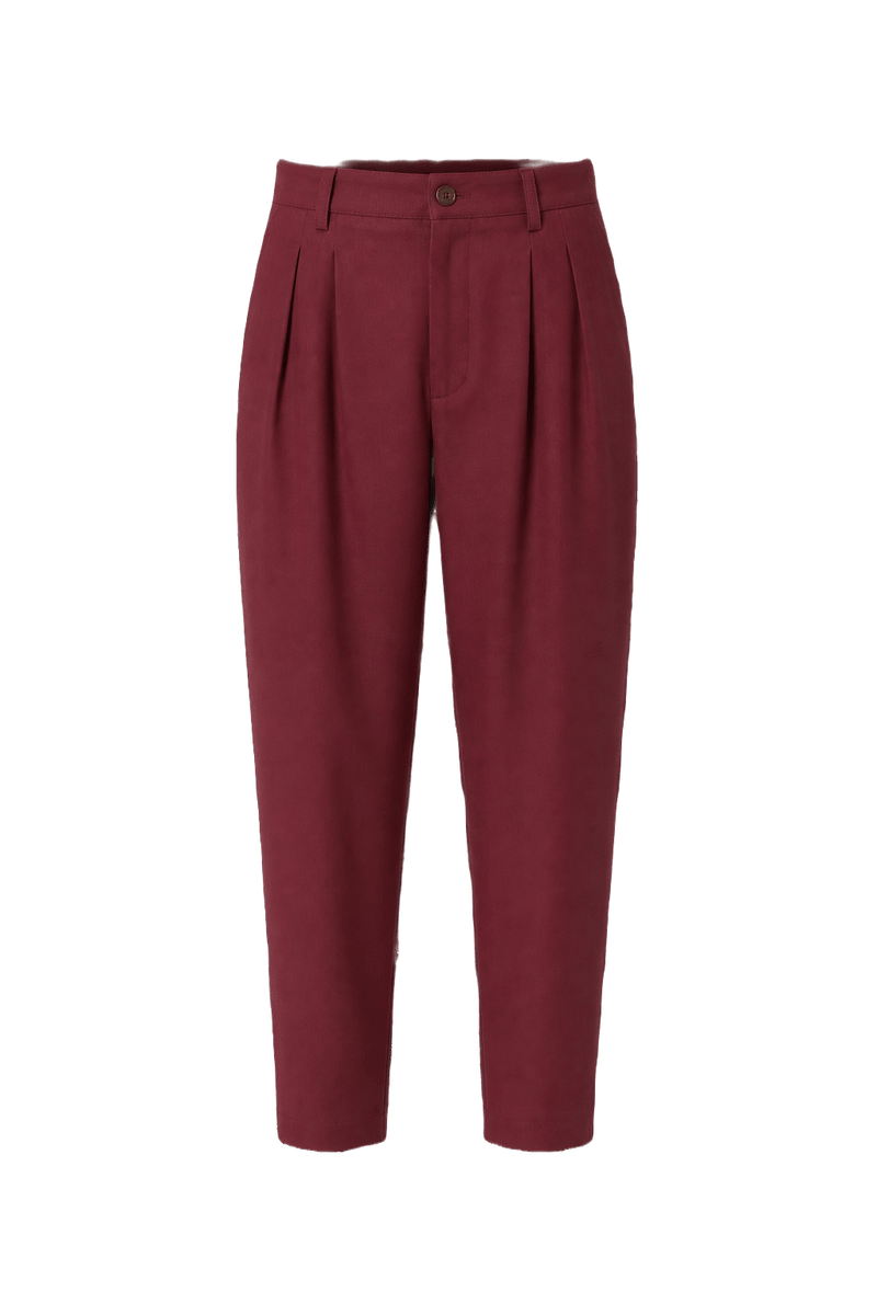 1970s Burgundy Cotton Trousers - Front View