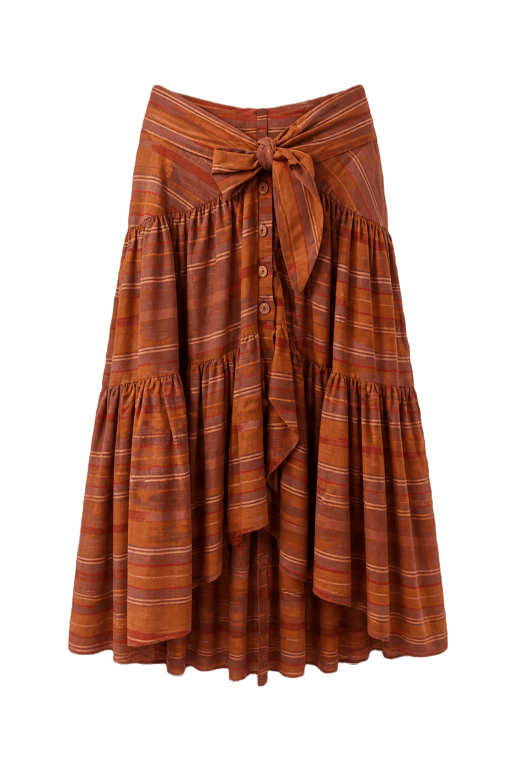 1970s Rust Orange Cotton Skirt - Front View