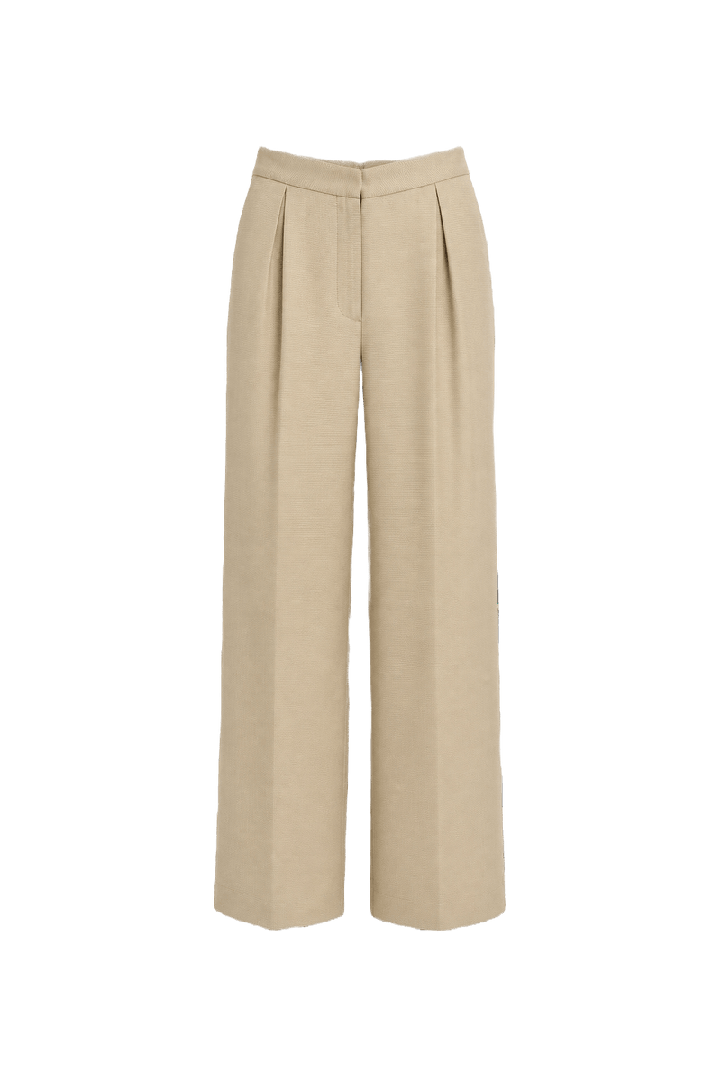 1990s Beige Cotton Trousers - Front View
