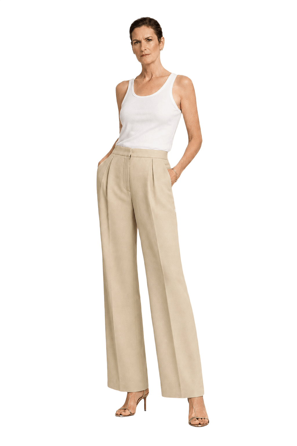 1990s Beige Cotton Trousers - Model
