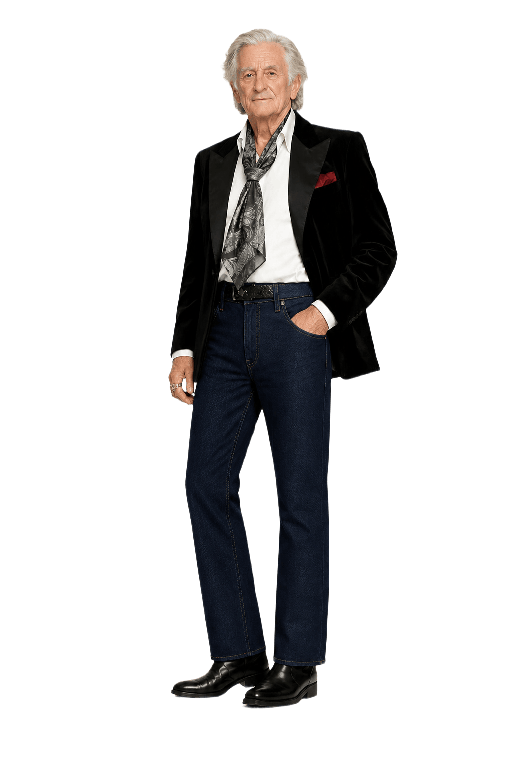 1970s Dark Blue Cotton Jeans - Model