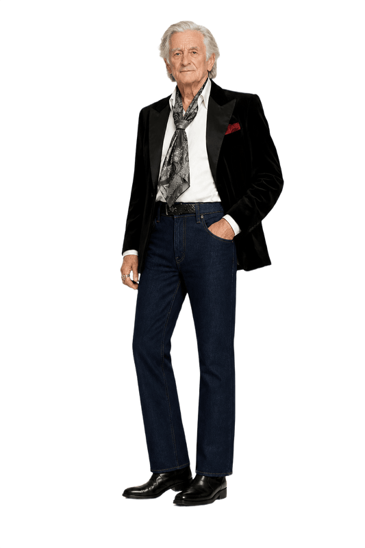1970s Dark Blue Cotton Jeans - Model