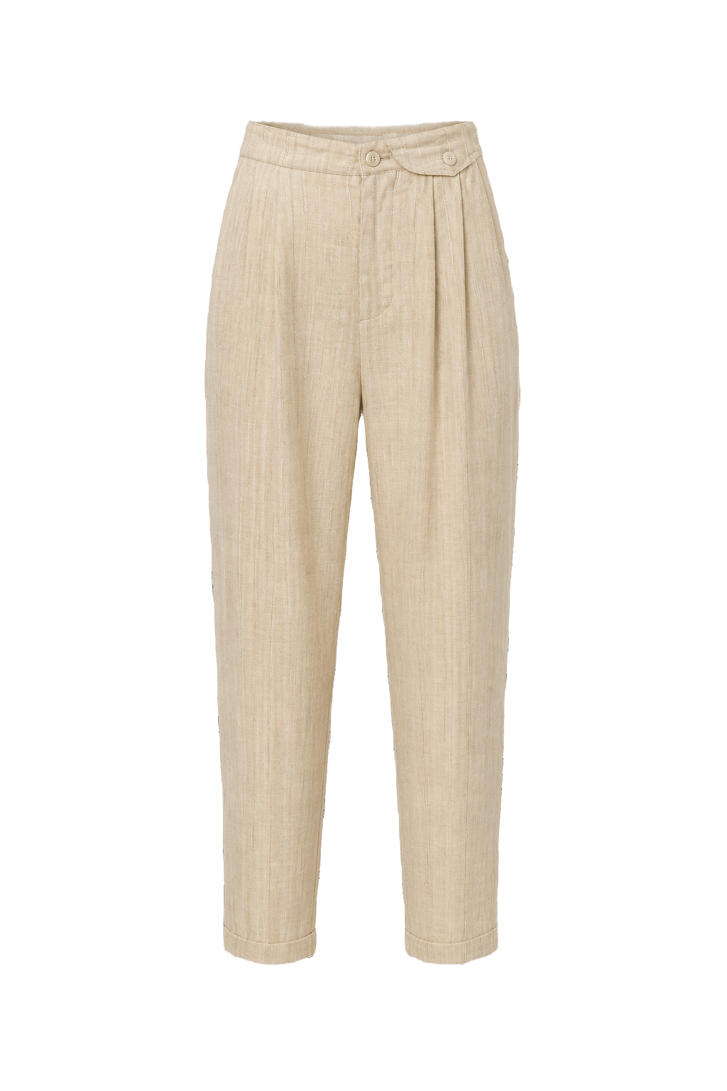 1980s Beige Cotton Trousers - Front View