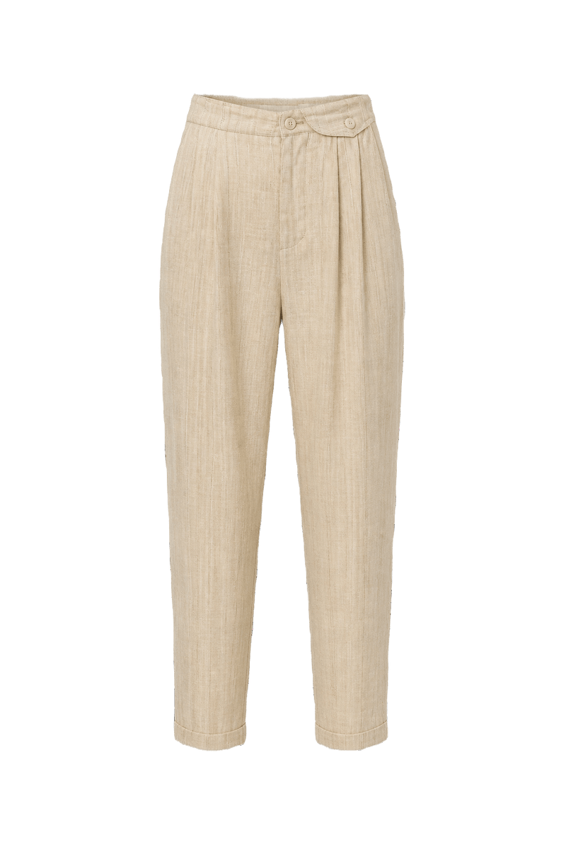1980s Beige Cotton Trousers - Front View