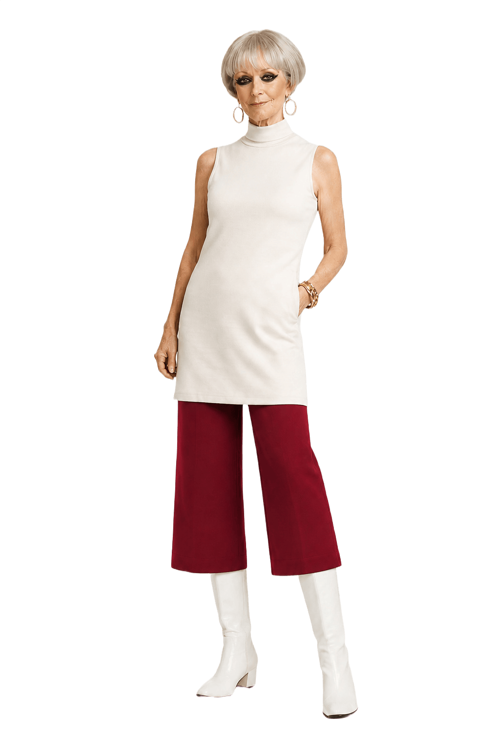 1960s Bright Red Cotton Culottes - Model