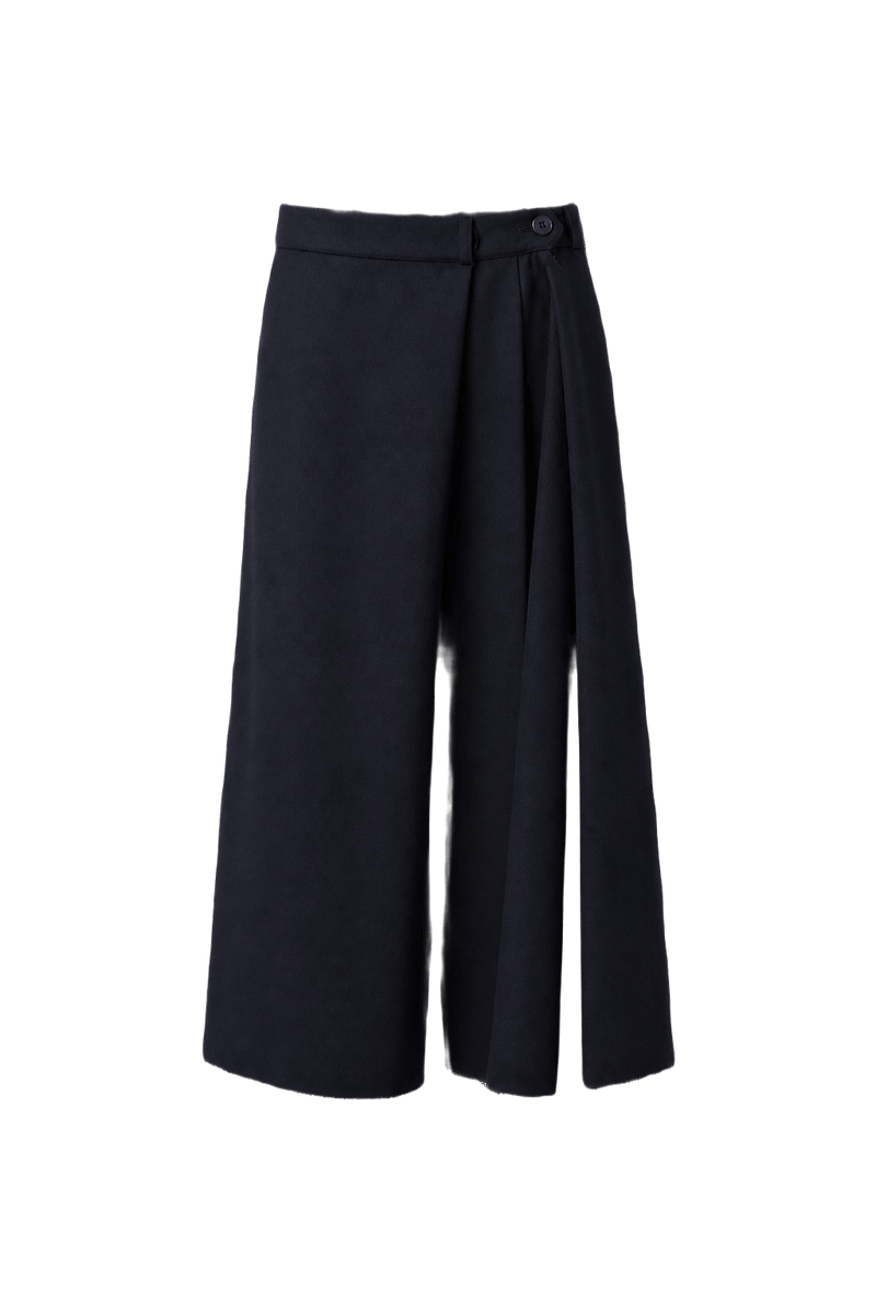 1950s Navy Blue Wool Culottes - Front View