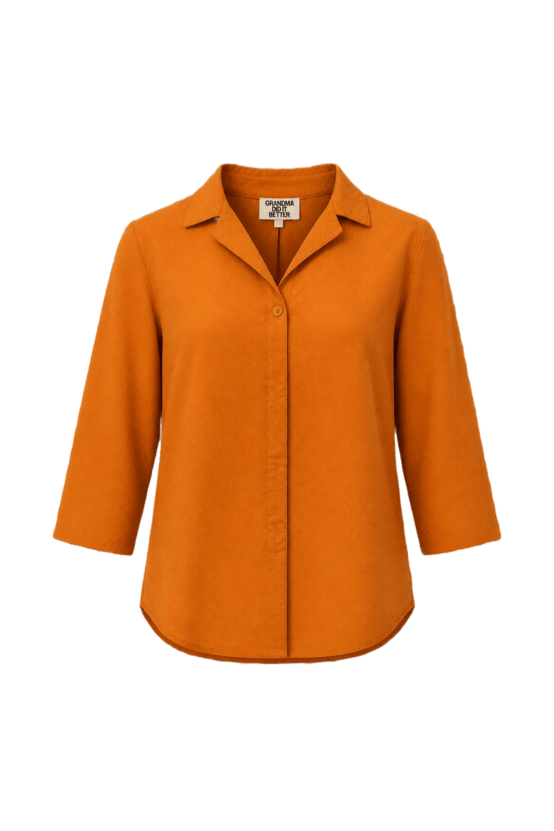 1960s Burnt Orange Cotton Blouse - Front View