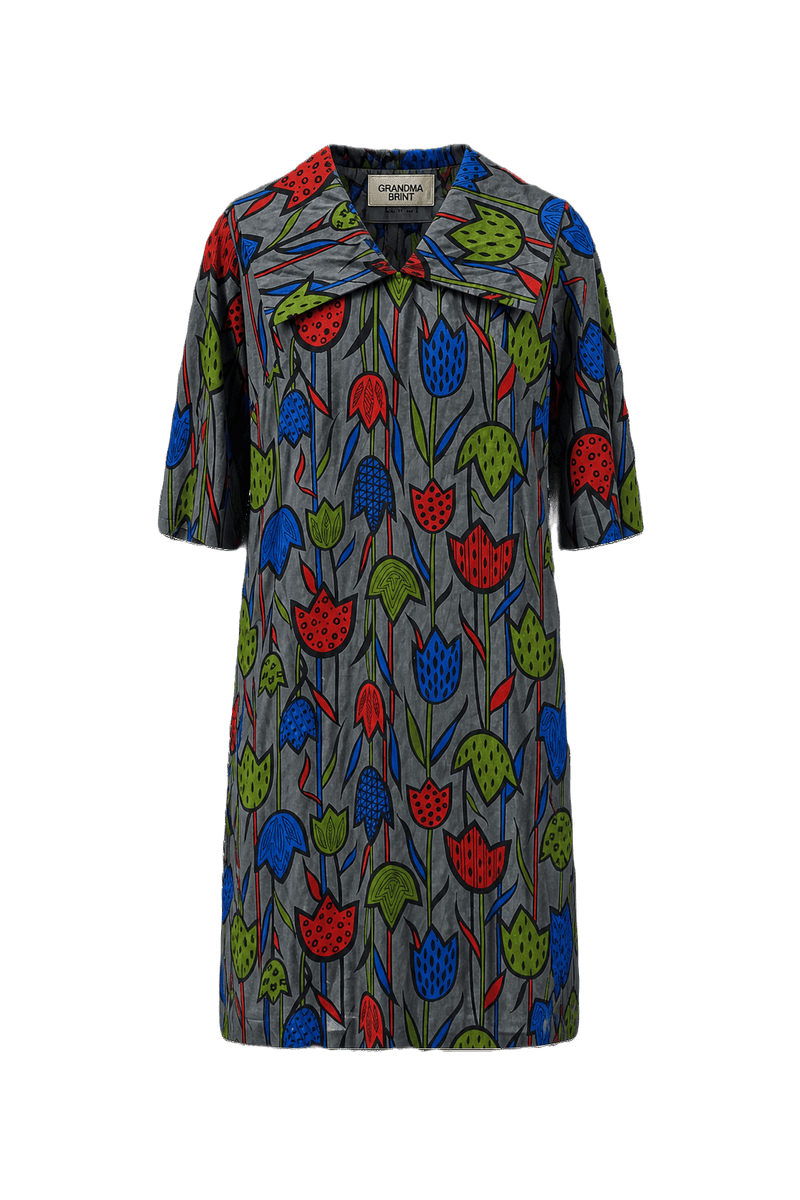 1960s Grey Cotton Shift Dress - Front View