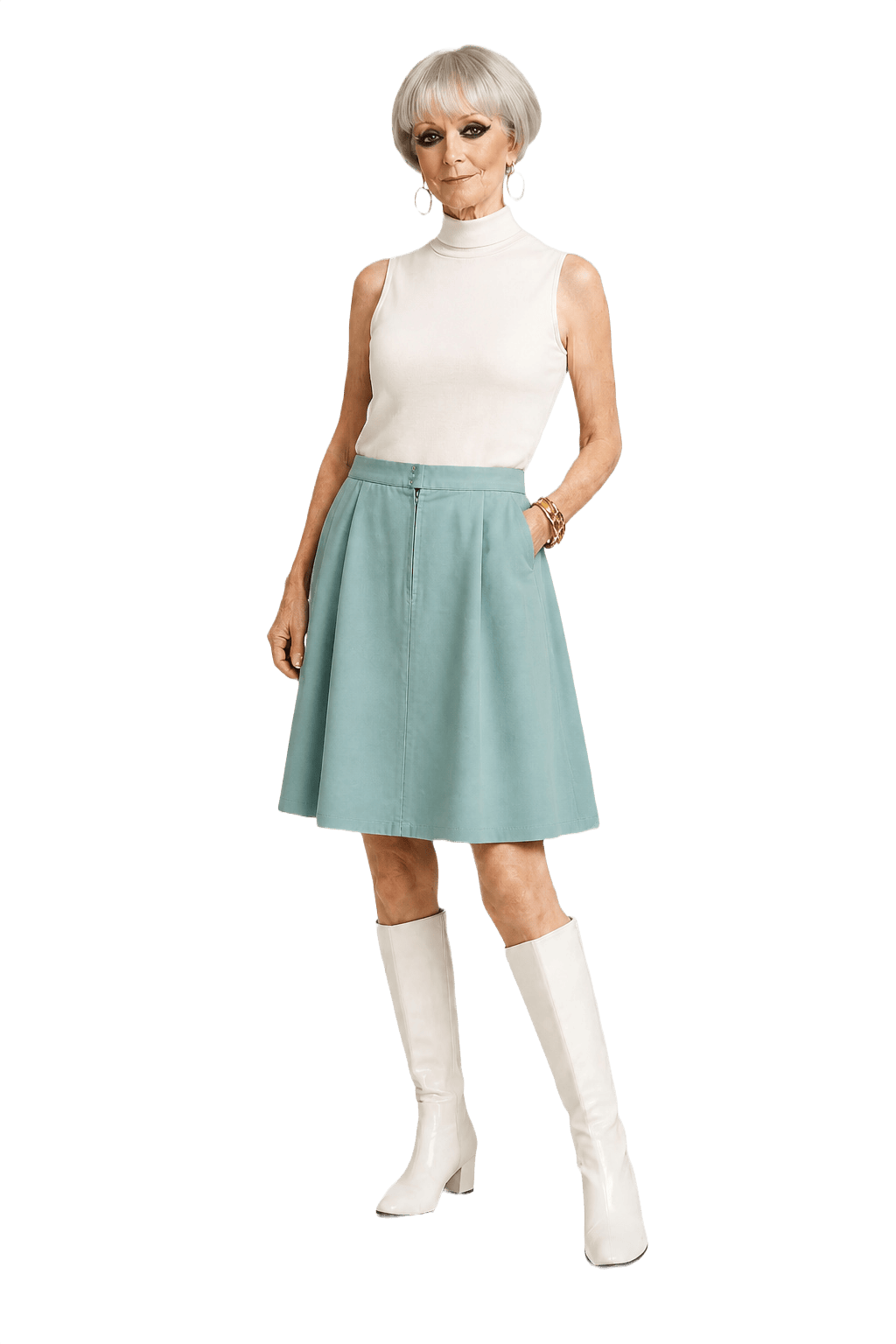 1960s Light Blue Cotton Skirt - Model