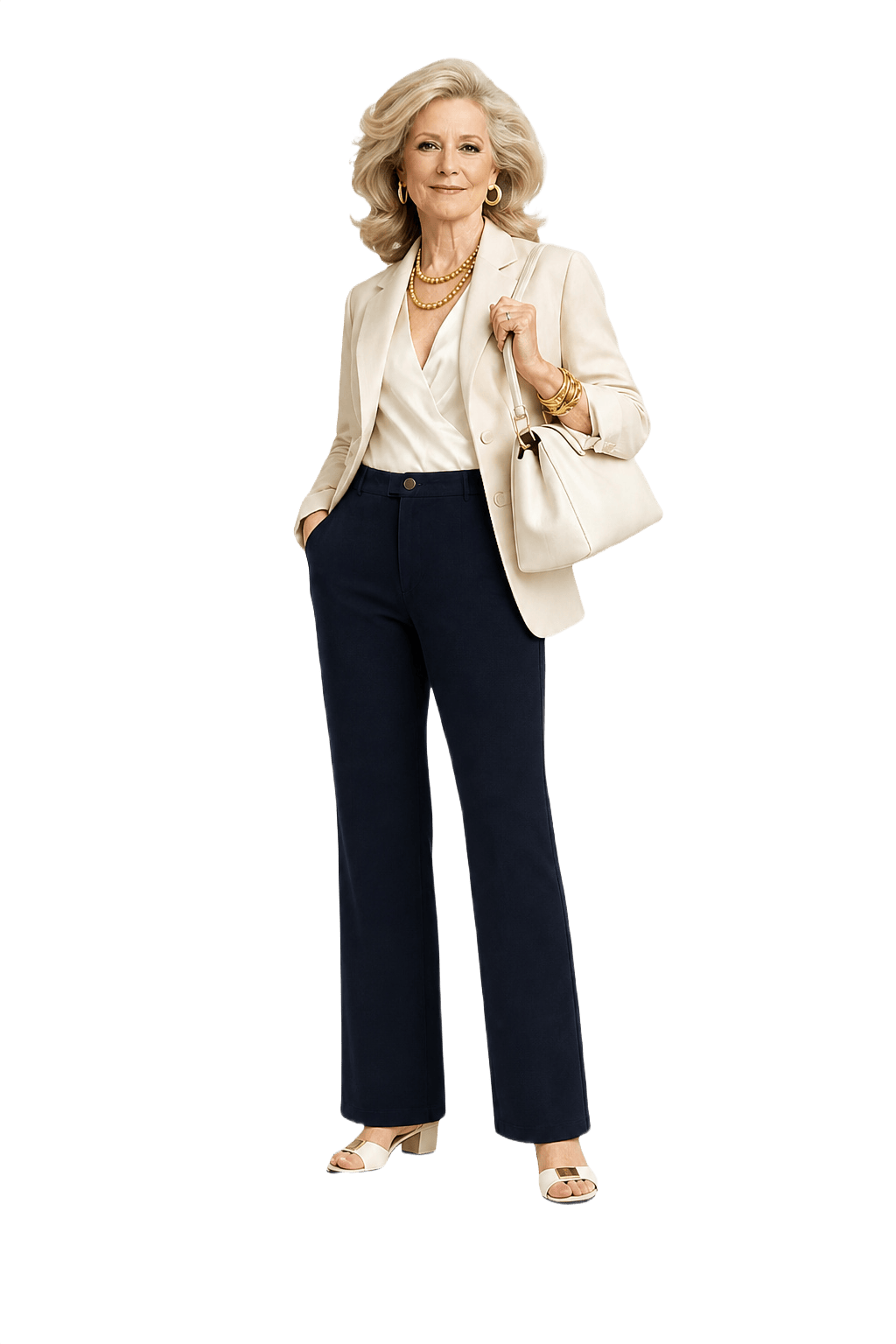 1970s Navy Blue Velvet Trousers - Model