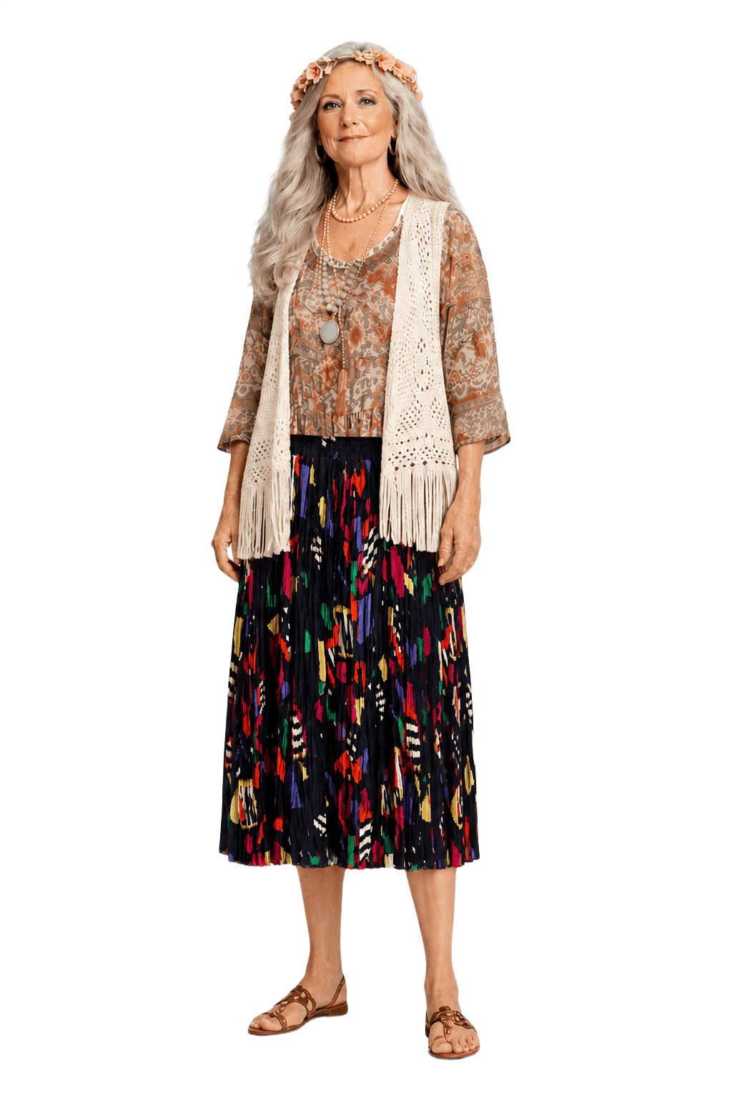 1980s Navy Blue Polyester Skirt - Model