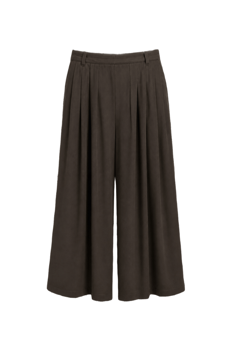 1970s Dark Brown Cotton Culottes - Front View
