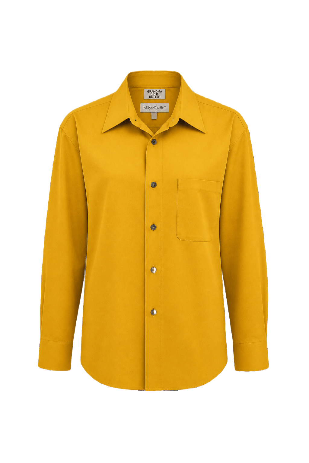1980s Bright Yellow Cotton Shirt - Front View
