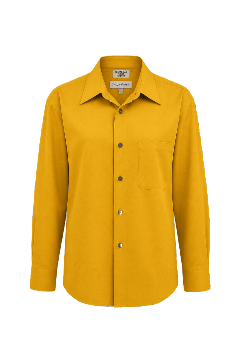 1980s Bright Yellow Cotton Shirt - Front View