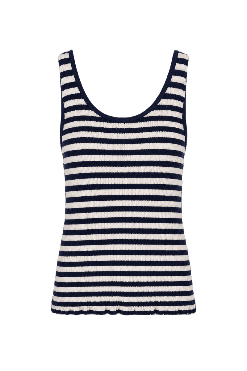 1960s Navy Blue Cotton Tank Top - Front View
