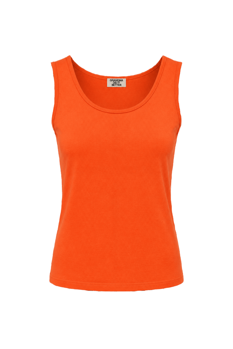 1960s Bright Orange Cotton Tank Top - Front View