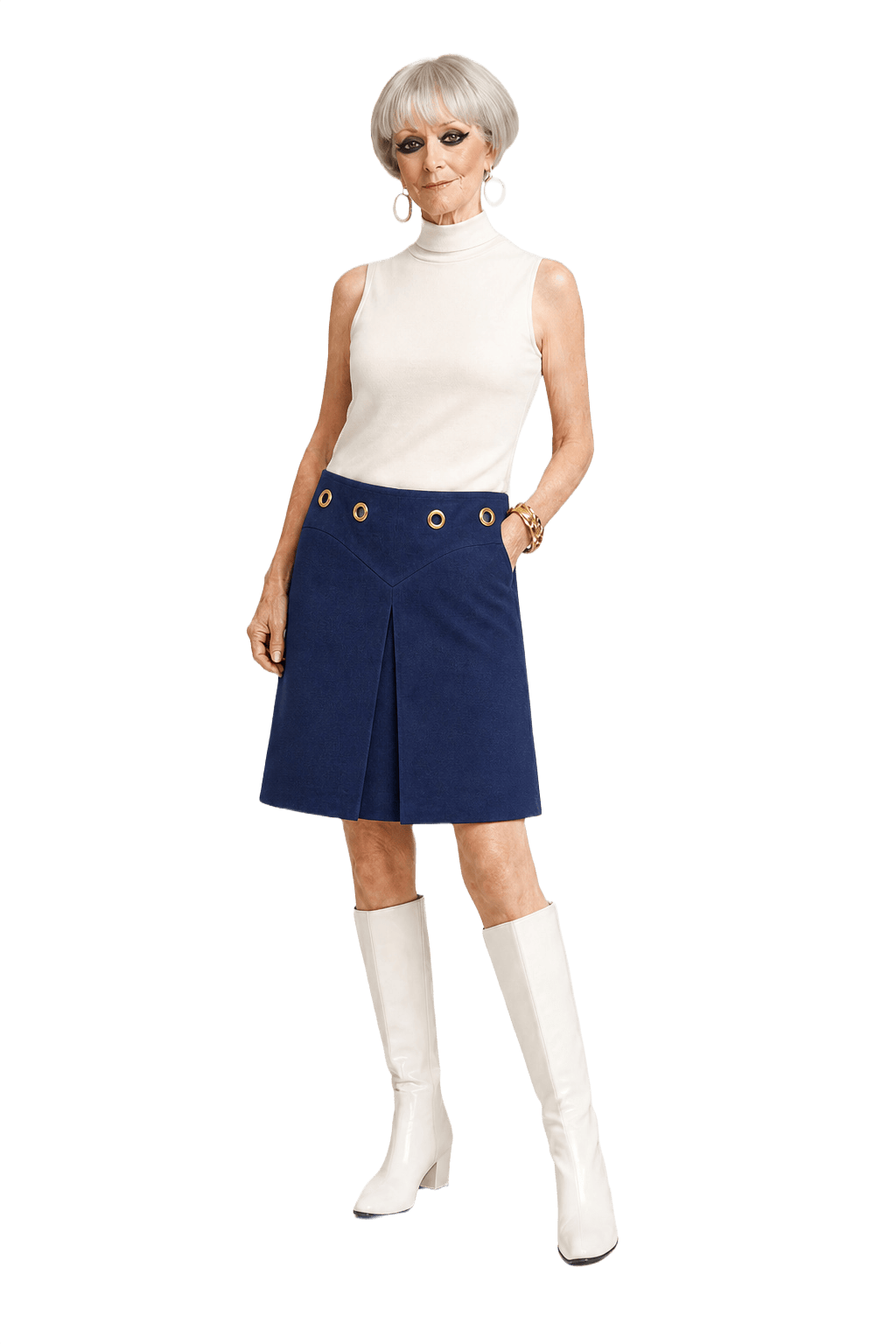 1960s Navy Blue Cotton Skirt - Model