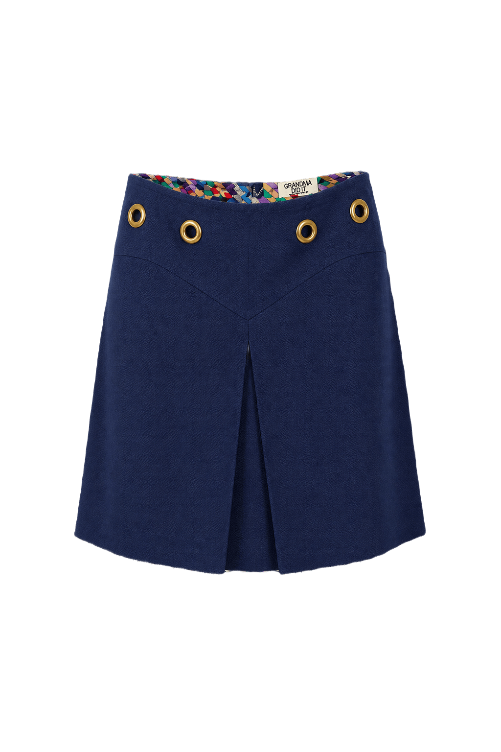1960s Navy Blue Cotton Skirt - Front View