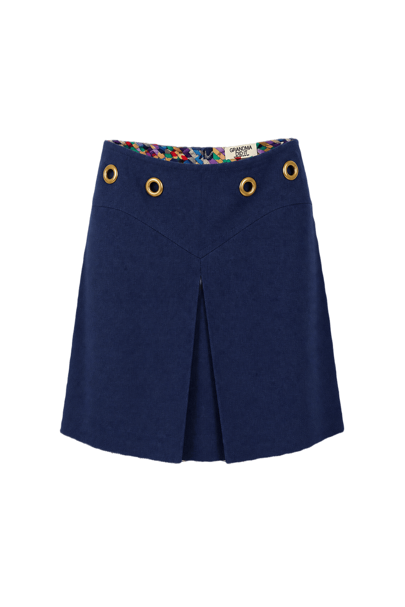 1960s Navy Blue Cotton Skirt - Front View