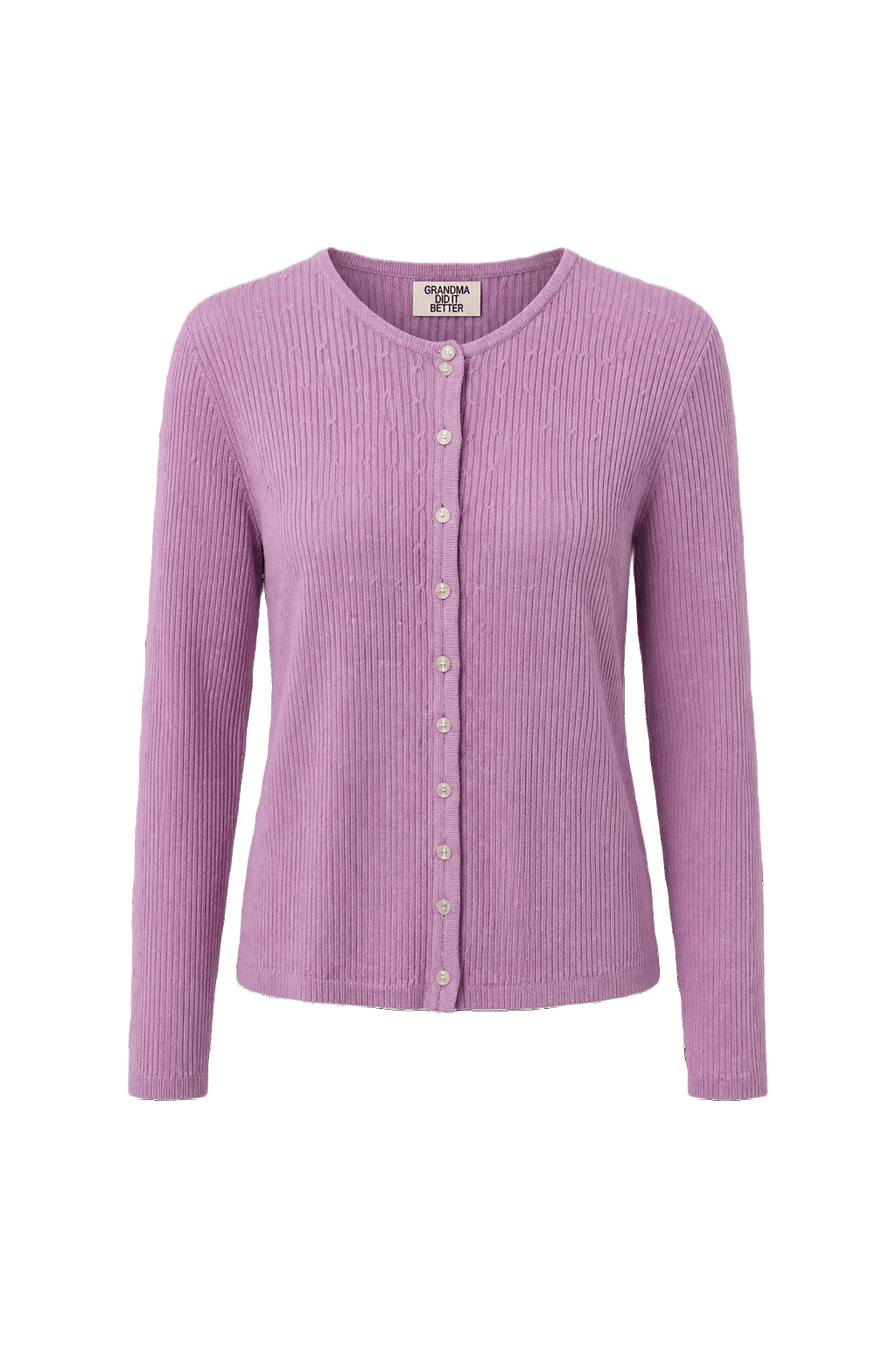 1980s Light Purple Cotton Cardigan - Front View