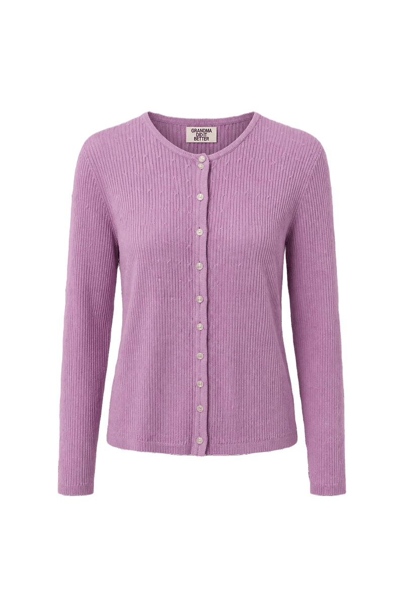 1980s Light Purple Cotton Cardigan - Front View