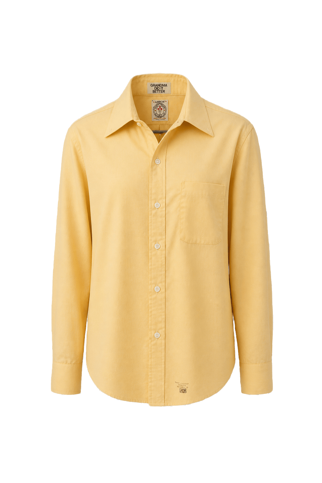 1980s Pale Yellow Cotton Shirt - Front View