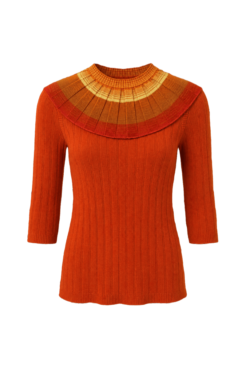 1960s Orange Cotton Sweater - Front View